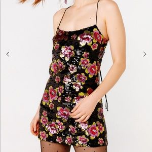 For Love And Lemons Black and Pink Floral Dress